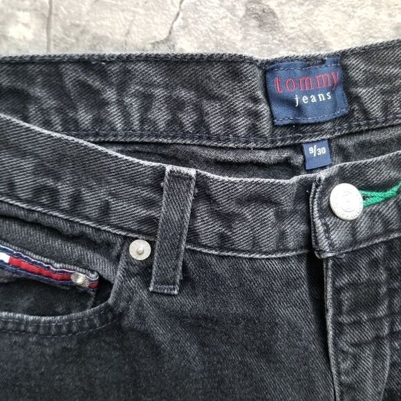 Vintage 90s y2k Black Tommy Hilfiger High Rise Waist Relaxed Fit Mom Jeans 9/30 - Picture 5 of 8